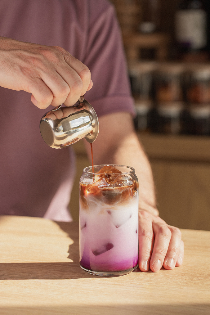 ICED DIRTY UBE LATTE